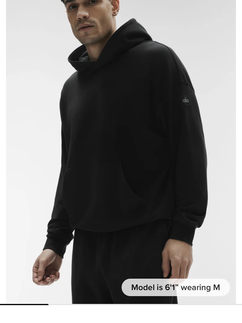 ALO Yoga Men's Black Pullover Hoodie